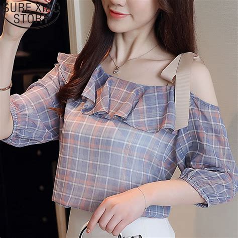 Korean Fashion Clothing 2019 Womens Tops And Blouses Off Shoulder Top Ladies Tops Shirts