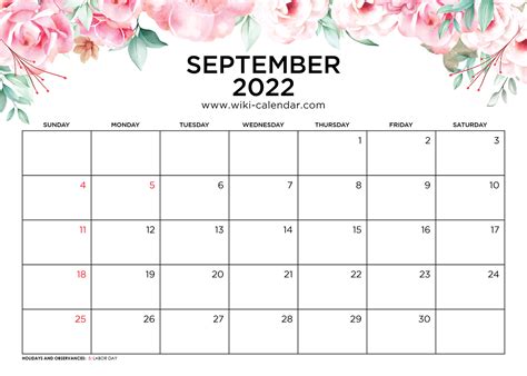 2022 Calendar Printable September Free Printable Academic