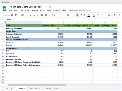 How To Use A Spreadsheet To Compare Health Insurance Plans 2023