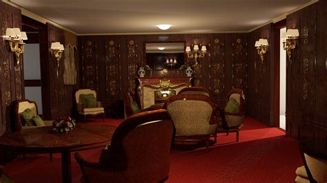 Cool bedroom with fitted wardrobes. ArtStation - First Class Cabin, Laura Gilfillan