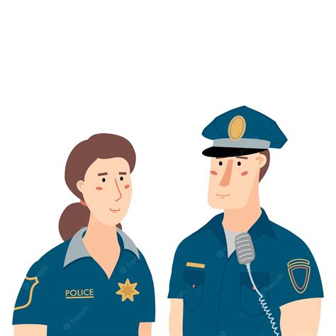 Premium Vector Two Police Officers Policeman And Policewoman In Blue