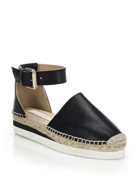 See By Chloé Glyn Leather Espadrille Sandals In Black Lyst