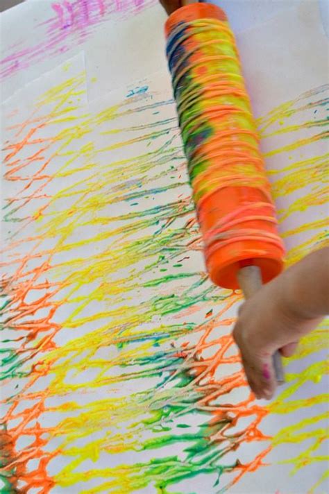 Art Activities For Kids Rolling Pin Yarn Prints Fun Littles