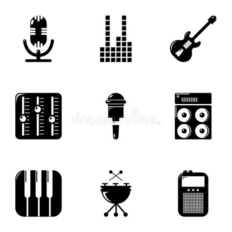 Music Player Icons Set Simple Style Stock Vector Illustration Of