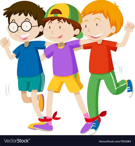 Three Boys Playing Game Royalty Free Vector Image