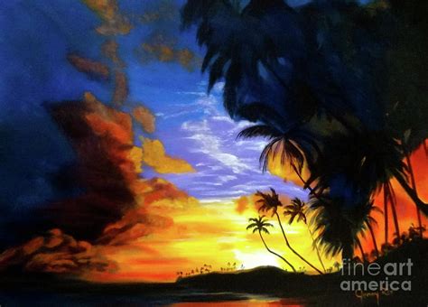 Sunset Over Honolulu Painting By Jenny Lee Fine Art America