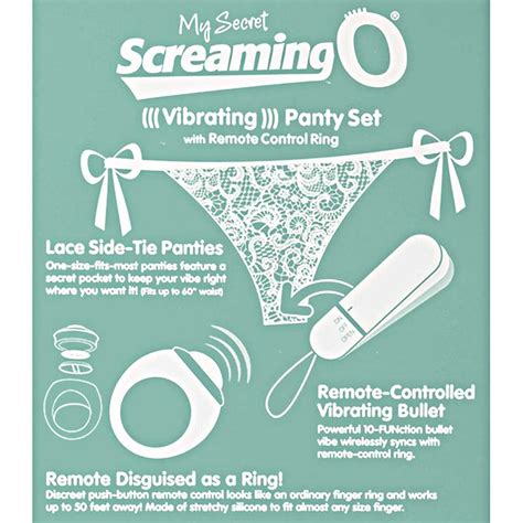 screaming o my secret vibrating panty set with remote control ring white