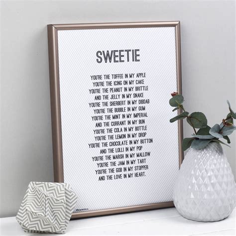 Personalised Love Print With Sweetie Poem By Bespoke Verse