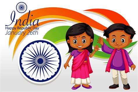 India Happy Republic Day Poster With Happy Kids 1180633 Vector Art At