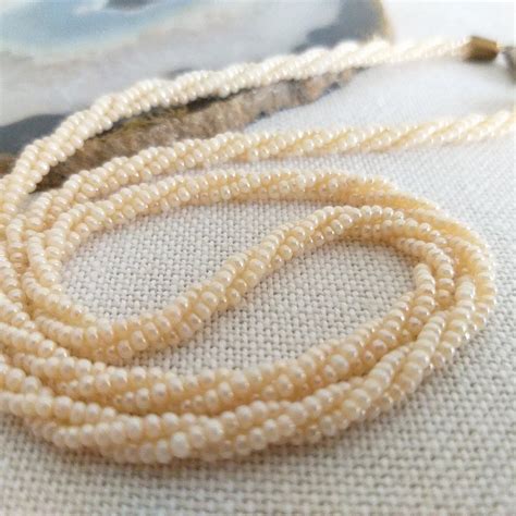 Twisted Seed Beads Necklace Antique Twisted 3 Strand Pearl Etsy