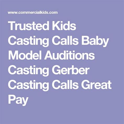 Trusted Kids Casting Calls Baby Model Auditions Casting Gerber Casting