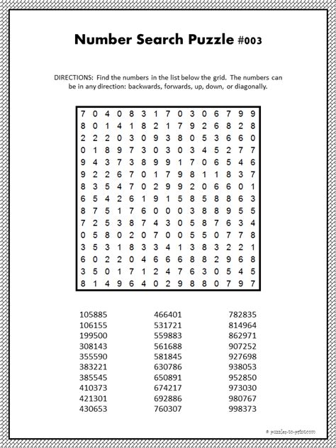 Number Search Puzzles To Print