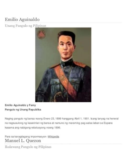 Sino Ang Unang Pangulo Ng Filipino Brainly Ph