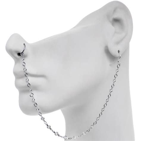 Pretty Punk Ear To Nose Chain Created With Swarovski Crystals Nose Piercing Jewelry Ear Chain