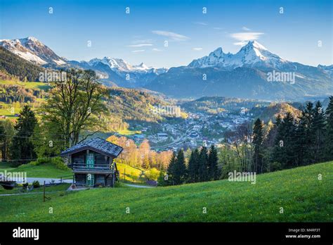 Beautiful View Of Idyllic Alpine Mountain Scenery With Traditional