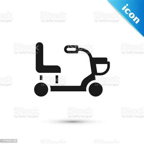 Grey Electric Wheelchair For Disabled People Icon Isolated On White