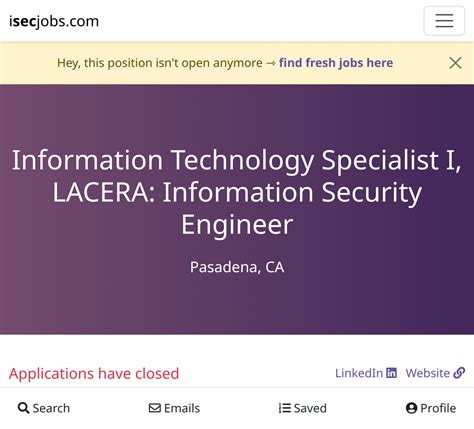 Information Technology Specialist I LACERA Information Security