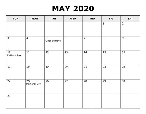 Check out when is father's day falling in 2021. Calendar For May 2020 For Special Father's Day | Printable ...