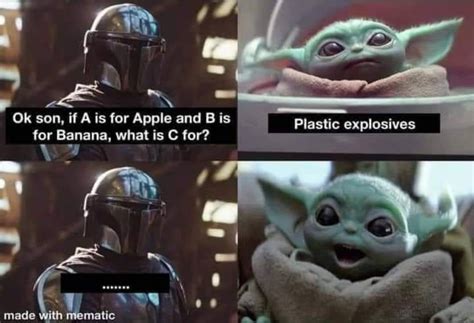 Explosives Alphabet Baby Yoda Mandalorian Meme Geek