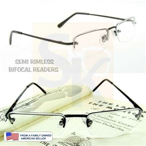 bifocal reading glasses semi rimless men s women s 100 to 400 spring hinges ebay