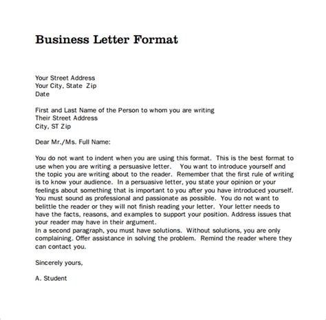 sample business letters format   sample