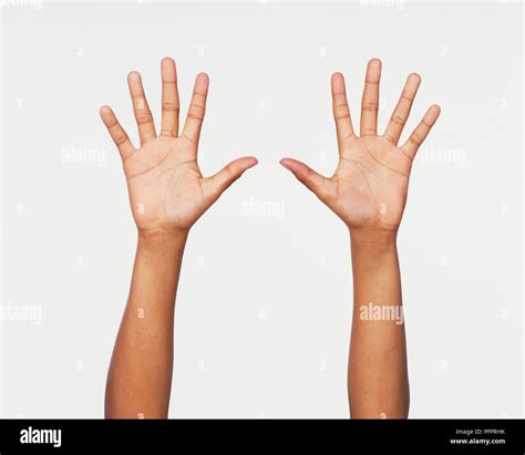 Pair Of Hands Palms Facing Camera Stock Photo Alamy