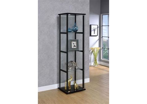 Delphinium 5 Shelf Glass Curio Cabinet Black And Clear