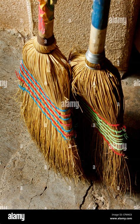Two Traditional Brooms Stock Photo Alamy