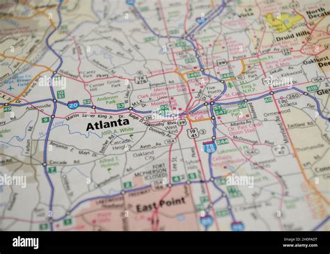 Map Of City Of Atlanta Ga Stock Photo Alamy