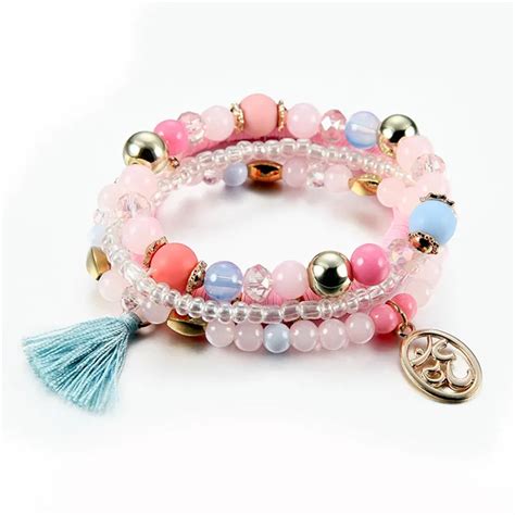 Colorful Multilayer Crystal Beaded Bracelets And Bangles For Women