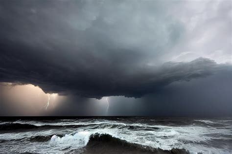 Premium Photo Dangerous Approaching Storm Over Sea Or Ocean Broken Water