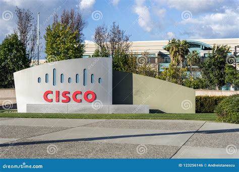 Cisco Sign In Front Of The Headquarters In Silicon Valley Editorial Image