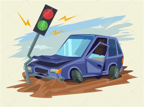 Car Crash Road Accident Vector Flat Illustration — Stock Vector