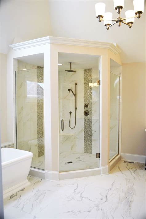 Master Bathroom Corner Shower With Freestanding Tub Naperville Il
