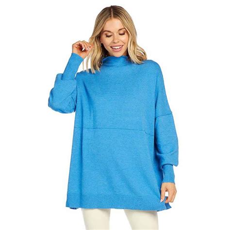 Mud Pie Womens Mock Neck Blue Sweater