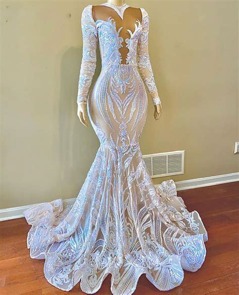 Bellasprom Mermaid Prom Dress With Sequins Lace Long Sleeves