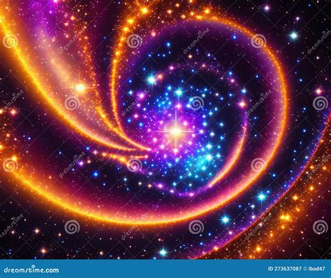 Glowing Sparkling Starry Nebula Whirl Background Stock Illustration