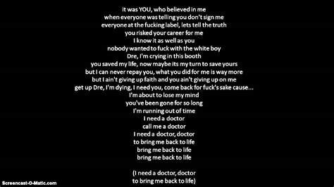 Eminem I Need A Doctor Lyrics Youtube