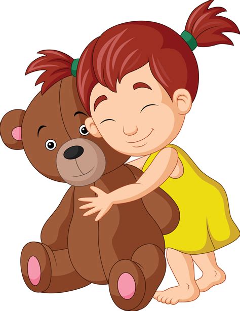 Cartoon Little Girl Hugging Teddy Bear 7271014 Vector Art At Vecteezy