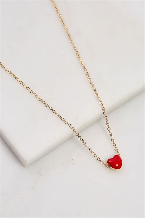 Enamel Heart Pendant Necklace Urban Outfitters Uk