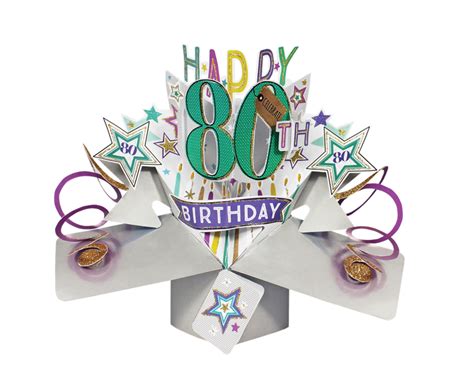 Happy 80th Birthday Pop Up Greeting Card Birthday Pop Up Card Cards
