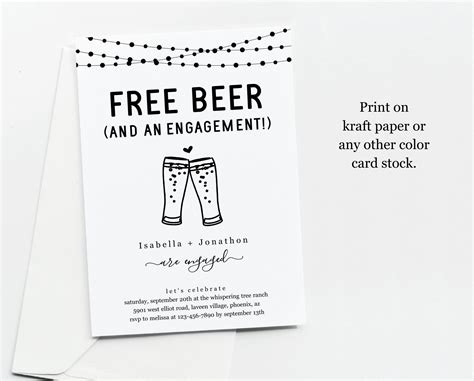 Free Beer Funny Engagement Party Invitation Template Fun Printable