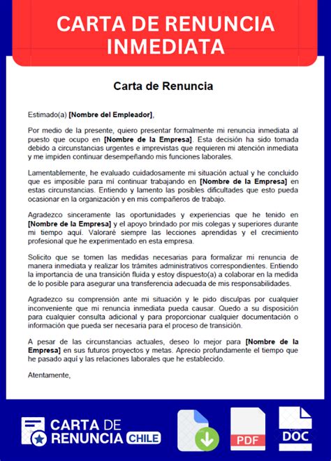 Carta De Renuncia Inmediata Ejemplos Y Modelos ️