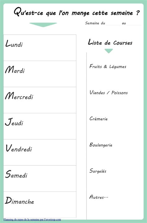 This website uses cookies to ensure the best user experience. Modèle de #menu de la semaine vierge - #Planning - avec # ...
