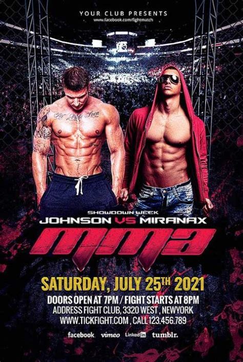 Mma Fight Night Flyer Template For Live Mma Sport Events Ffflyer