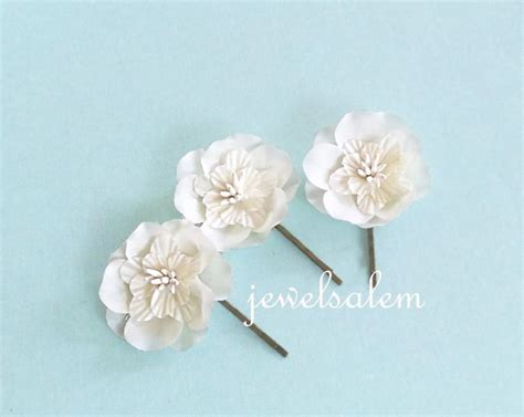 Bridal Flower Hair Pin White Floral Pin Ivory Wedding Bridal Headpiece