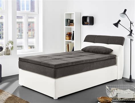 207 x 127 x 86 cm (l xb x h) große bett box 120 bietet eine liegefläche von etwa 120 x 200 cm (b x l) und schafft somit einen komfortablen schlafplatz im. Boxspringbett Odett 120x200 grau weiß mit Topper + Kissen ...