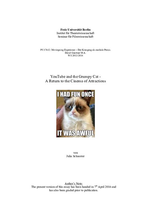 Pdf Youtube And The Grumpy Cat A Return To The Cinema Of