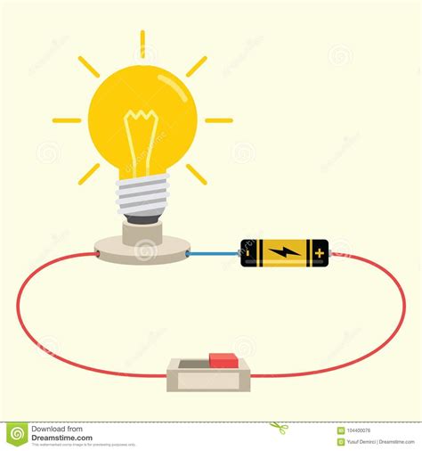 Simple Electricity Circuit Vector Illustration Stock Vector