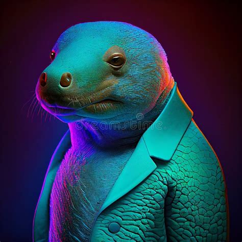 Realistic Lifelike Platypus In Fluorescent Electric Highlighters Ultra